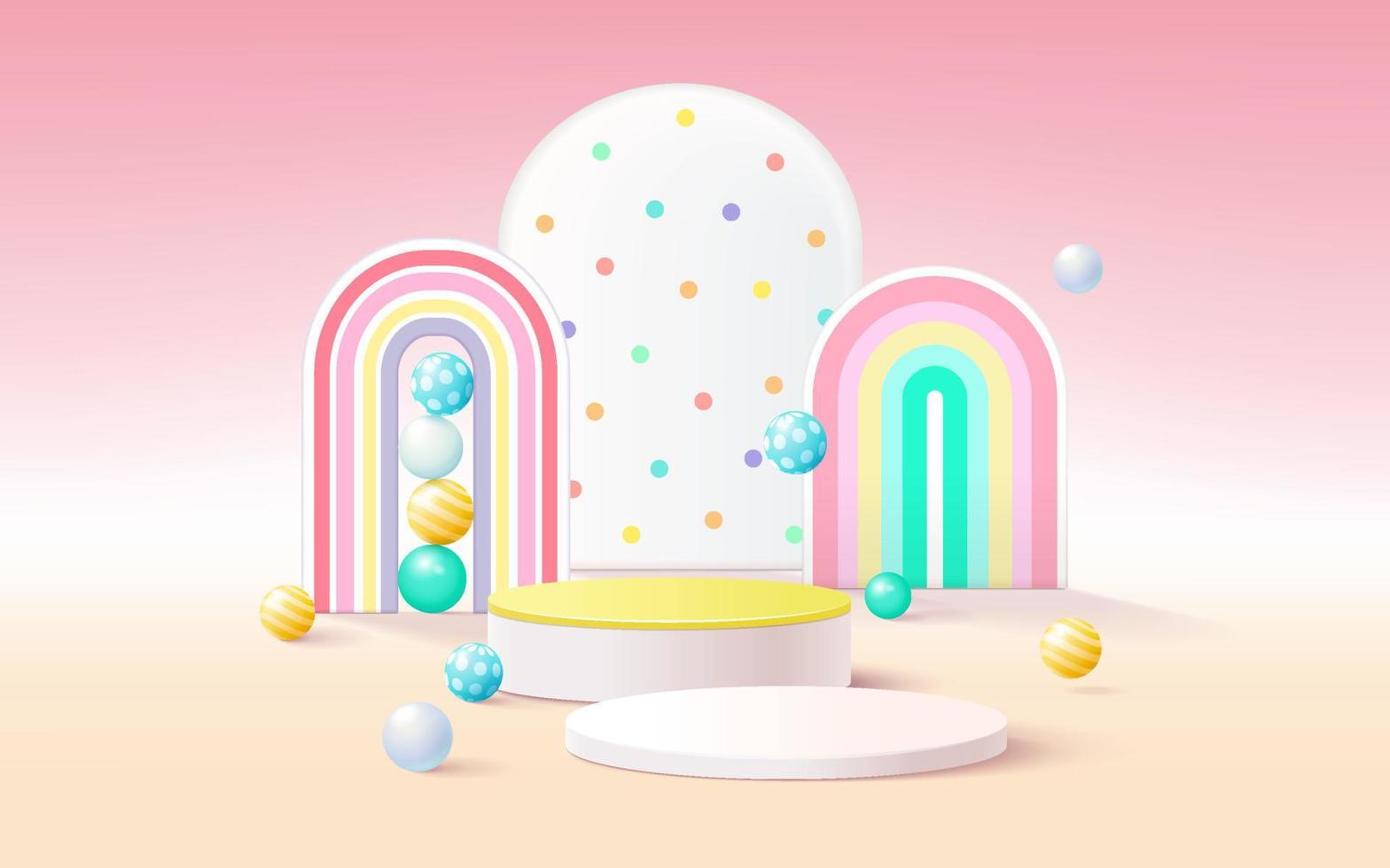 fondo abstracto, escena para exhibición de productos para niños, representación 3d. vector