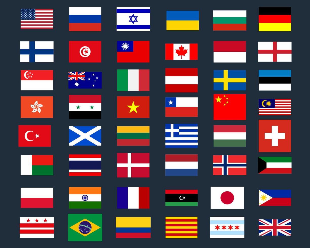 Set of flags of different countries vector