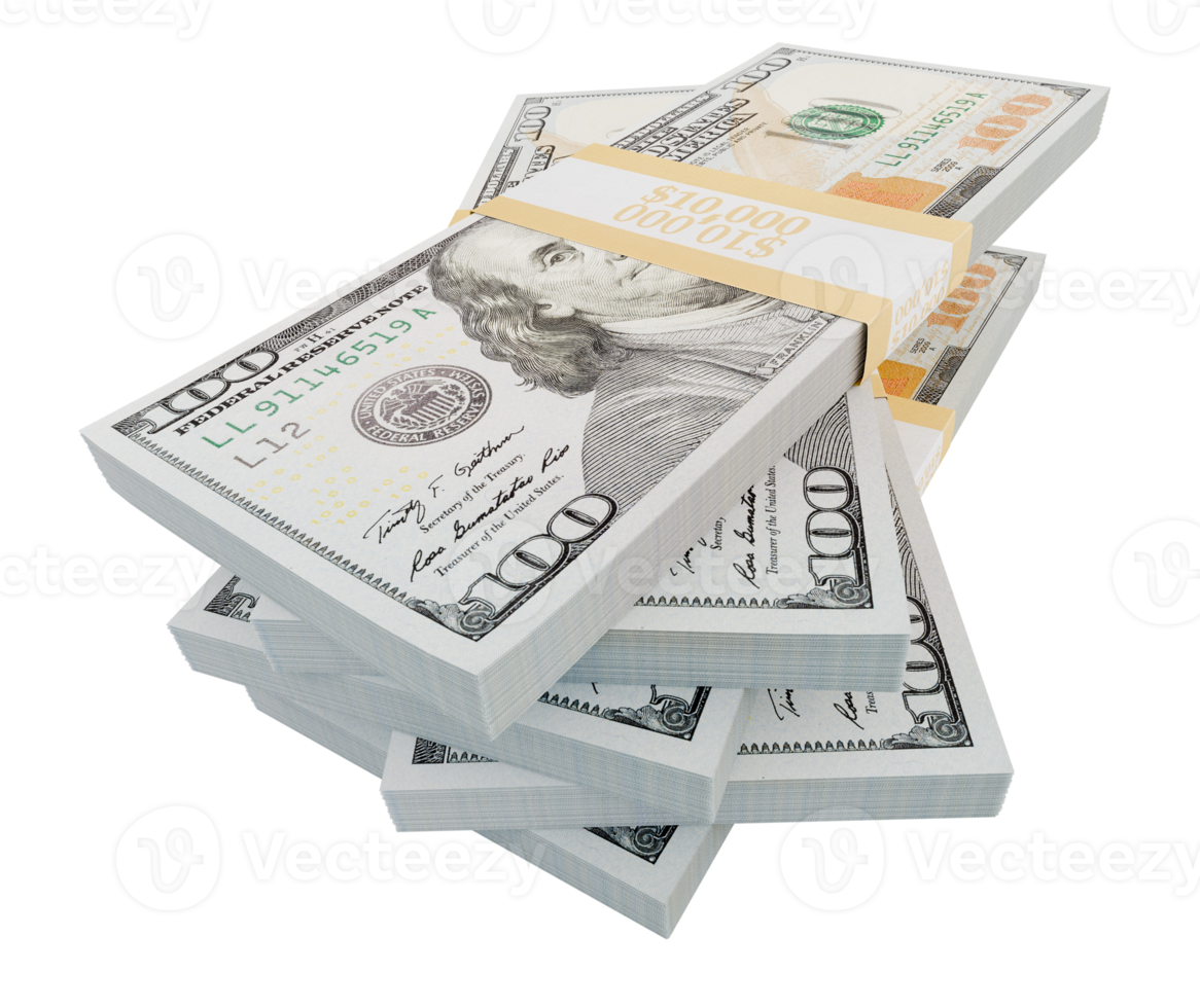 piles de un cent dollar factures isolé. transparent png. png