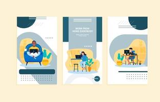 Happy People Work From Home Banner vector