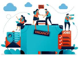 Hiring recruitment design. Job vacancy. We're hiring employee. Open vacancy design template. Briefcase and email cv resume. Jobs career. Vector illustration for business card, banner, brochure, flyer