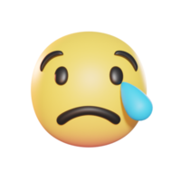 trauriges, aber erleichtertes Gesicht Emoji 3D-Illustration png