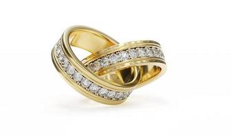 Diamond ring isolated on white background. 3d render photo