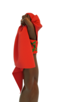main poing tenant le drapeau marocain. drapeau levé à la main et saisissant isolé sur fond transparent. rendu 3d du drapeau enroulé autour du poing png