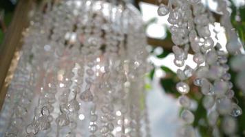 Close-up. Beautiful decoration of the wedding arch. Slow motion. video