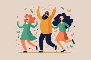 happy laugh group people, portrait of smiling teenage boys and girls on party vector