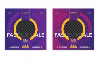 Fashion sale social media post template with discount and mega collection, Square banner Suitable for social media post. vector