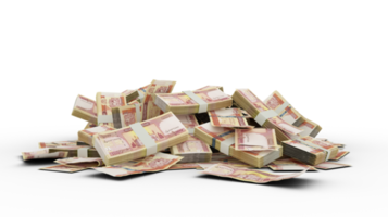 pile 3d de 1000 notes afghanes afghanes isolées sur fond transparent png