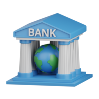 3d le rendu monde banque isolé utile pour bancaire, monnaie, la finance et global affaires conception png