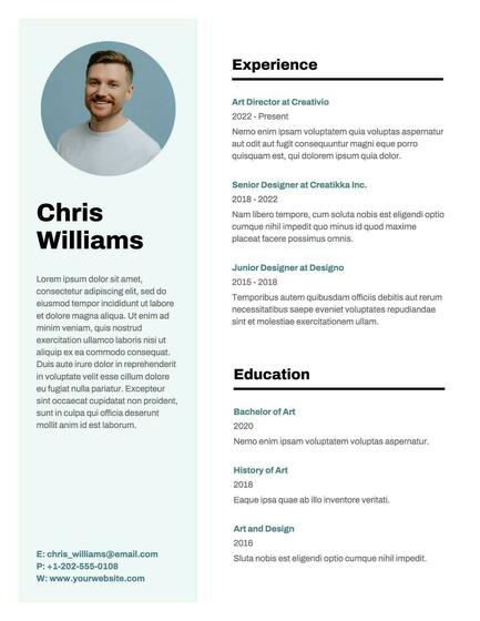 Light Blue Editable Resume Template