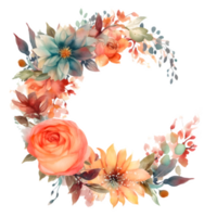 rustique botanique Cadre avec fleurs sauvages et feuillage png transparent Contexte