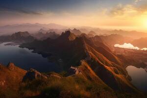Mountain with lake AI Generate photo