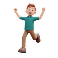 3d männlich Charakter glücklich Laufen png