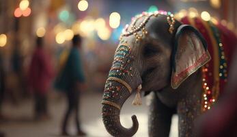 The Golden Adorned Indian Elephant A Majestic Display of Culture and Tradition photo