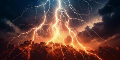 Lightning bolts or strikes natural disaster, photo