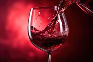 Red wine being poured in wineglass. photo