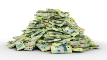 gros pile de piles de uruguayen peso Remarques une lot de argent isolé plus de transparent Contexte. 3d le rendu de liasses de en espèces png