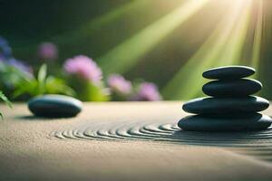 zen stones and zen garden. AI-Generated photo