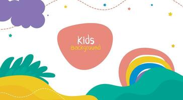 Kids background with rainbow, cloud, leaf and colorful stars vector