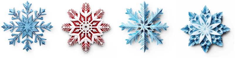 AI generated Set of Artistic Christmas Snowflake isolated on transparent background png