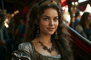 AI generated Renaissance reverie elegance and charm at the fair, carnival festival pictures photo