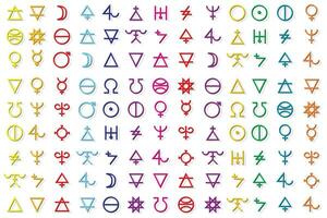 Illustration line color of the alchemy symbol with soft shadow pattern on white background. vector