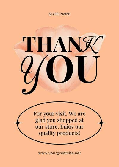 peach greeting & thank you card