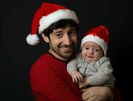 AI generated a man and baby celebrating christmas photo