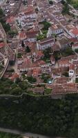 vertical vídeo Vila do obidos dentro Portugal aéreo Visão video