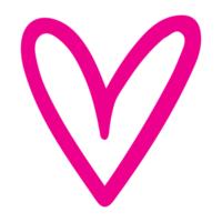 ai généré cœur forme icône signe symbole élément à décoration png fichier transparent. main dessiner rose cœur ligne griffonnage style
