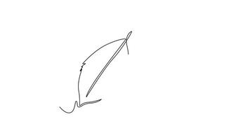 Animated self drawing of continuous line draw whole and sliced healthy sweet organic cherries for orchard logo identity. Fresh fruitage concept for fruit garden icon. Full length single line animation video