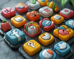 A 3D icon set for a social media application. photo
