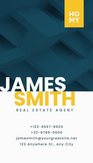 Blue Yellow Minimalist Real Estate Agent Business Card