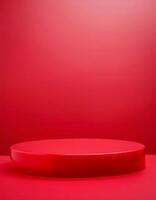 Red Platform Podium on Red Background photo
