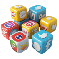 social médias Icônes sur coloré cubes avec transparent Contexte png