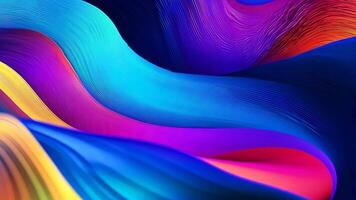 Abstract futuristic neon waves on a simple dark background technology glowing flowing rainbow colorful texture vibrant wallpaper AI cyberspace developing internet connection network wave video
