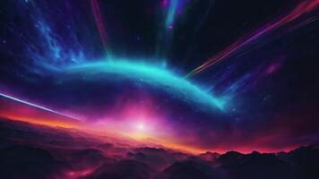 This abstract space background features flowing cosmic energy waves and interdimensional aura light, emphasizing the dynamic nature of the universe and its surreal beauty. video