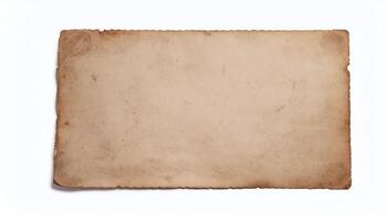 Aged and Weathered Old Paper with Vintage Texture and Torn Edges Isolated on White Background photo