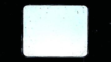A vintage film strip frame with an old, grungy texture featuring blank spaces and retro paper, bordered by worn metal keys resembling a typewriter, evoking a nostalgic and weathered aesthetic video