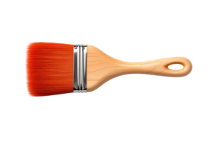 une rouge pinceau avec une en bois gérer. le brosse est Orange et a une argent gérer. le brosse est étant utilisé à peindre quelque chose png