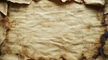 A Worn, Burnt, and Faded Piece of Parchment Paper photo