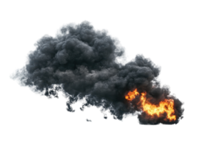 een dramatisch wolk van donker rook en vlammen, wijzend op een brand of explosie. hoge resolutie beeld ideaal voor noodgeval of ramp-thema inhoud. png