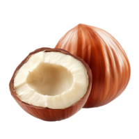 entier et réduit de moitié noisettes sur une blanc Contexte png