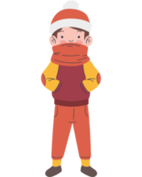 fofa Garoto vestindo inverno roupas png