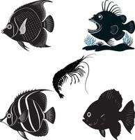 pescado silueta conjunto vector