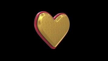rosso cuore forma scatola rotante su un' trasparente sfondo. senza soluzione di continuità ciclo continuo. 4k video