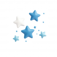 coloré étoiles dans nuances de bleu et blanc, parfait pour graphique conception et arrière-plans. png