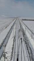 chemin de fer dans hiver aérien vue video