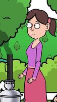 2d femme parlant dans une vert jardin verticale video