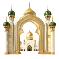 Ornate Golden Archway Framing a Majestic Mosque. cut out png